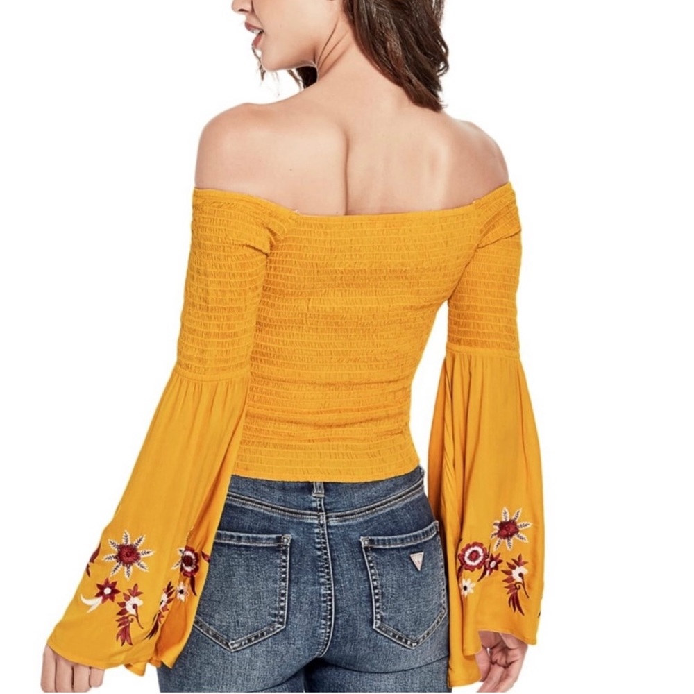 New With Tags Guess Smocked Off The Shoulder Top